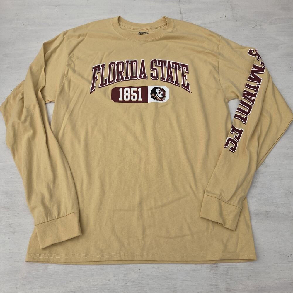 Florida State Seminoles FSU Shirt Mens Large Yellow Red Long Sleeve Casual